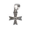 Croix-pendentif de Malte en argent rhodié avec strass