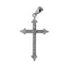 Fleur-de-lysée cross pendentive in rhodium silver with rhinestones