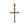 Croix-pendentif fleur-de-lysée en vermeil avec strass