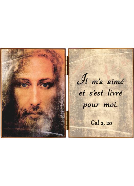 Visage de Jésus et une citation de Galates