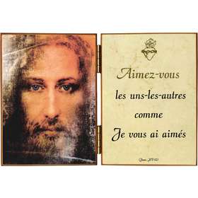 Visage de Jésus avec une citation de saint Jean