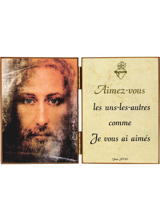 Visage de Jésus avec une citation de saint Jean