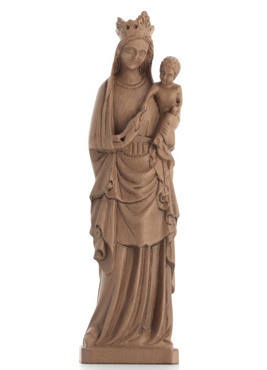 Statue de la Vierge à l'oiseau - ton bois, 16 cm (Vue de face)