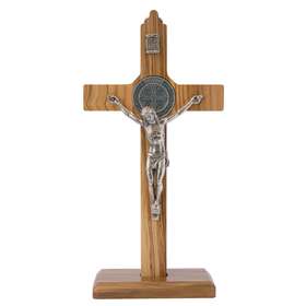 Kruisbeeld van St Benedictus - olijvenhout, 16 cm (Le crucifix - vue de face)