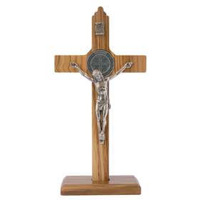 Crucifix de Saint Benoît - bois d'olivier, 16 cm (Le crucifix - vue de face)