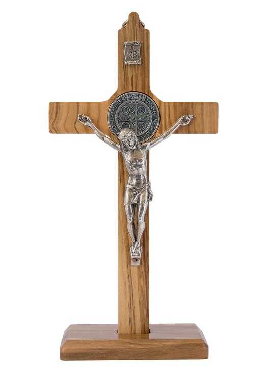 Crucifix de Saint Benoît - bois d'olivier, 16 cm (Le crucifix - vue de face)