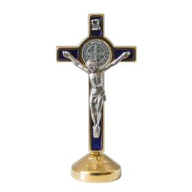 Kruisbeeld van St Benedictusop sokkel - 68 mm (Crucifix vue de face)