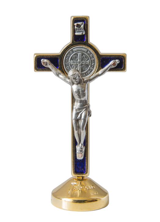 Kruisbeeld van St Benedictusop sokkel - 68 mm (Crucifix vue de face)