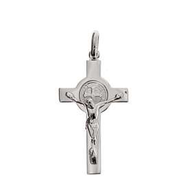 Saint Benedict pendant cross, sterling silver - 34 mm (Vue de face)