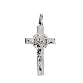 Bijoux pendentif religieux croix en argent 925 rhodié hauteur 19 mm de largeur 10,6 mm de profondeur 1,7 mm 