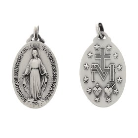 Miraculous medal, sterling silver - 32 mm