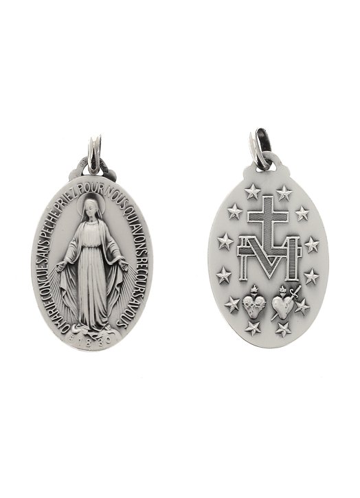 Miraculous medal, sterling silver - 32 mm