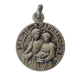 Médaille de saint Raphaël 18mm, argent massif