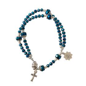 Bracelet chapelet de première communion, bleu nuit - avec fermeture magnétique