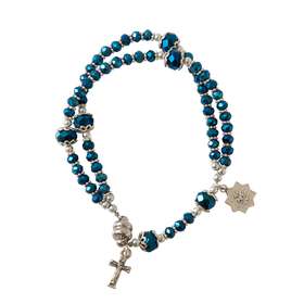 Pulsera de Rosario Primera Comunión, azul noche - con cierre magnético