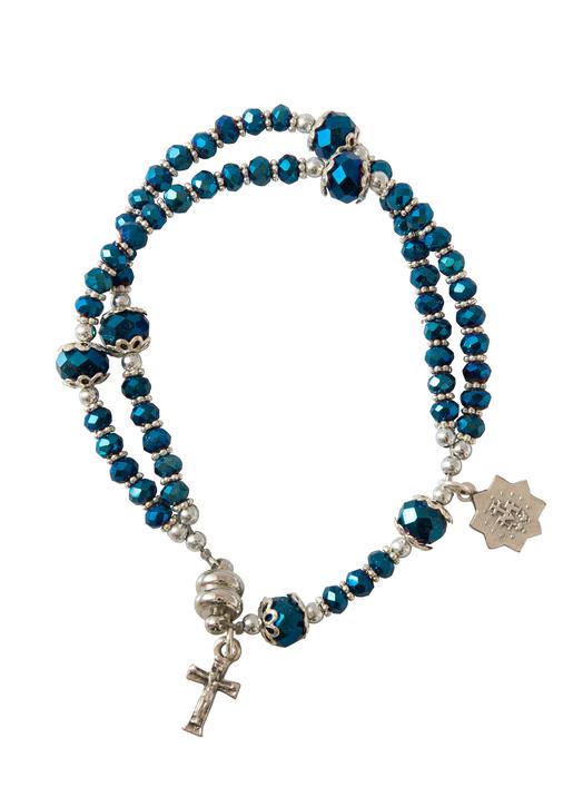 Bracelet chapelet de première communion, bleu nuit - avec fermeture magnétique