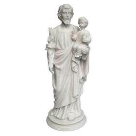 Estatua de San José con el Niño Jesús, 38 cm Alabastro (Vue de face)