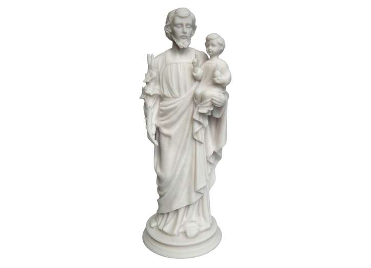 Estatua de San José con el Niño Jesús, 38 cm Alabastro (Vue de face)