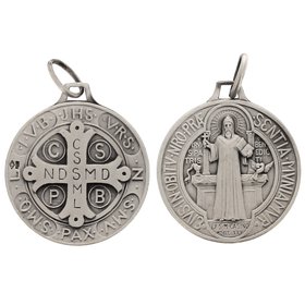 Médaille de Saint Benoît, argent massif - 23 mm