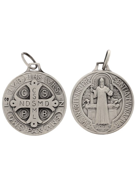 Médaille Saint Benoît, argent massif - 23 mm - vente médailles