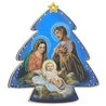 Nativity icon in the shape of fir tree, blue background