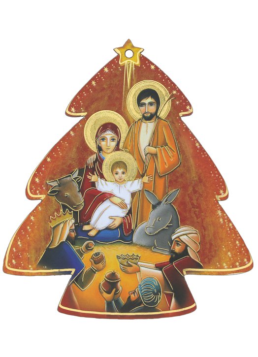Décoration de Noël, crèche avec Mages en forme de sapin Décoration de Noël, crèche avec Mages en forme de sapin