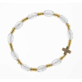 Tens bracelet with elastic - transparent pearl and gold-coloured metal