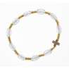 Tens bracelet with elastic - transparent pearl and gold-coloured metal