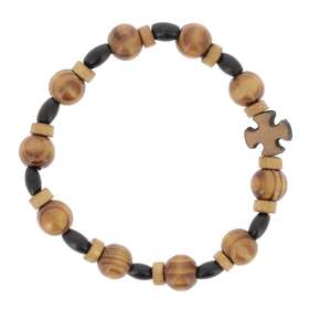 Tens bracelet with elastic - wooden pearl