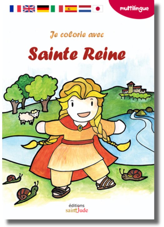 Je colorie avec sainte Reine, Multilingual coloring 7 languages