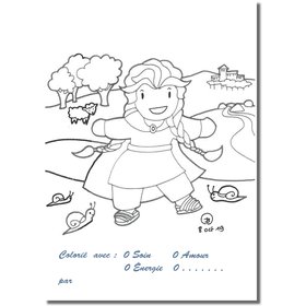 Coloring postcards: Saint Regina's childhood (recto)