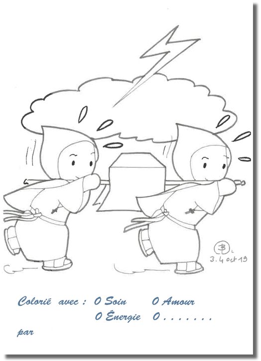 Coloring postcards: the monks of Flavigny save the relics (Recto) Coloring postcards: the monks of Flavigny save the relics (Recto)