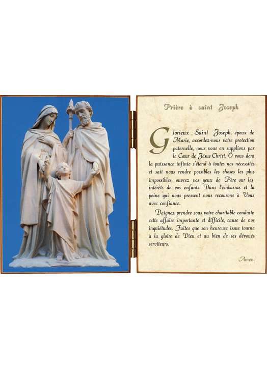 Diptyque de La Sainte Famille avec une prière à Saint Joseph