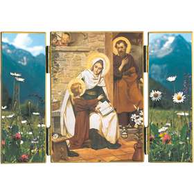 Triptyque de La Sainte Famille de Nazareth avec fleurs des champs
