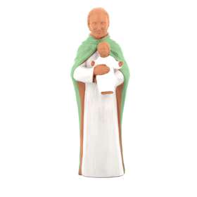 Standbeeld van heilige Joseph met de Kind Jesus -  polychroom, 28,5 cm