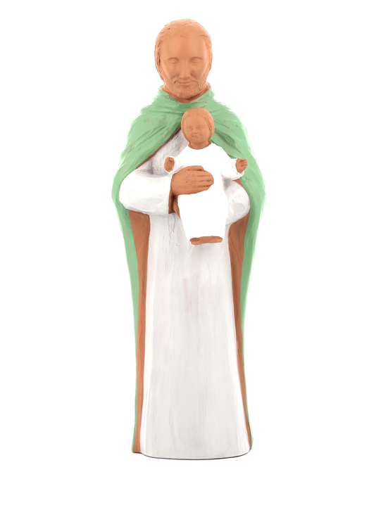 Standbeeld van heilige Joseph met de Kind Jesus -  polychroom, 28,5 cm