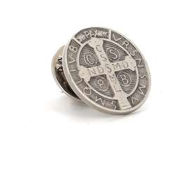 Epinglette de saint Benoît en argent massif, 16 mm