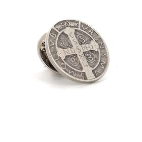 Sterling silver Saint Benedict pin, 16 mm