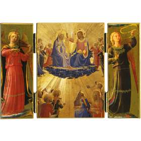 Triptych of The Coronation of Mary in golden background
