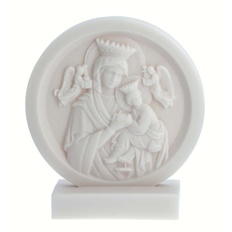 Cadre de Notre Dame du Perpétuel Secours en albâtre, 9 cm