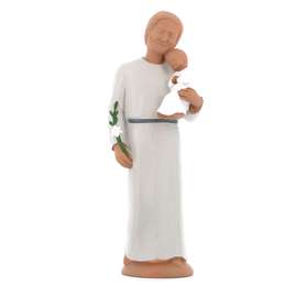 Statue de saint Joseph au lys avec L'Enfant Jésus (polychrome) - 29 cm