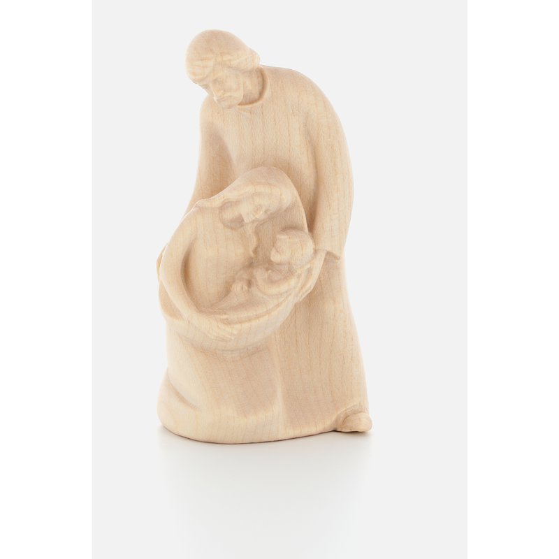 Statuette de la sa Sainte famille, bois naturel - 10 cm