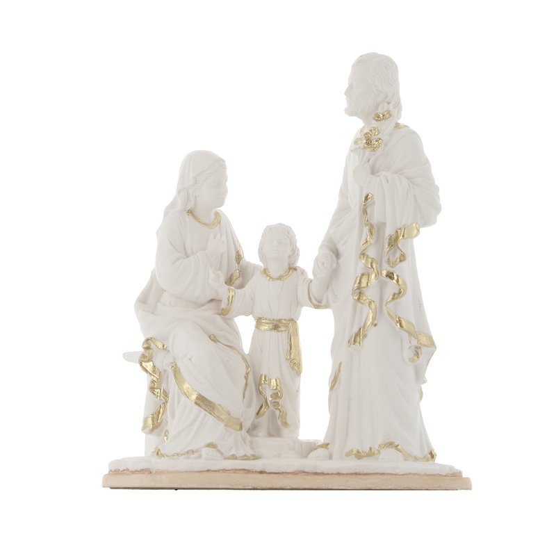 Estatua de la Sagrada Familia, blanco-oro, 13 cm