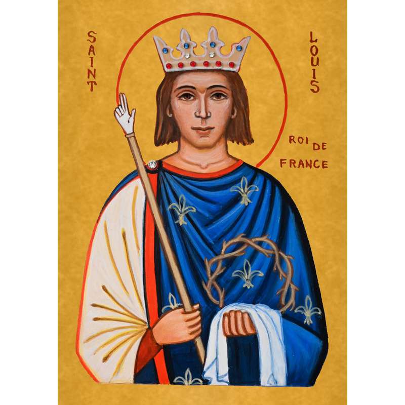 Icon of Saint Louis, King of France with a crown of thorns