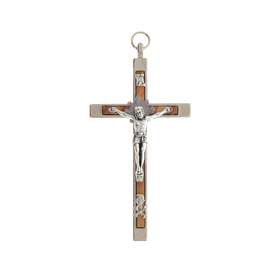 cross of the good death in metal and olive wood