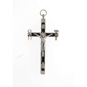 croix de la Salette en métal et émaillé noir