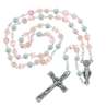 Glass rosary, soft pink beads