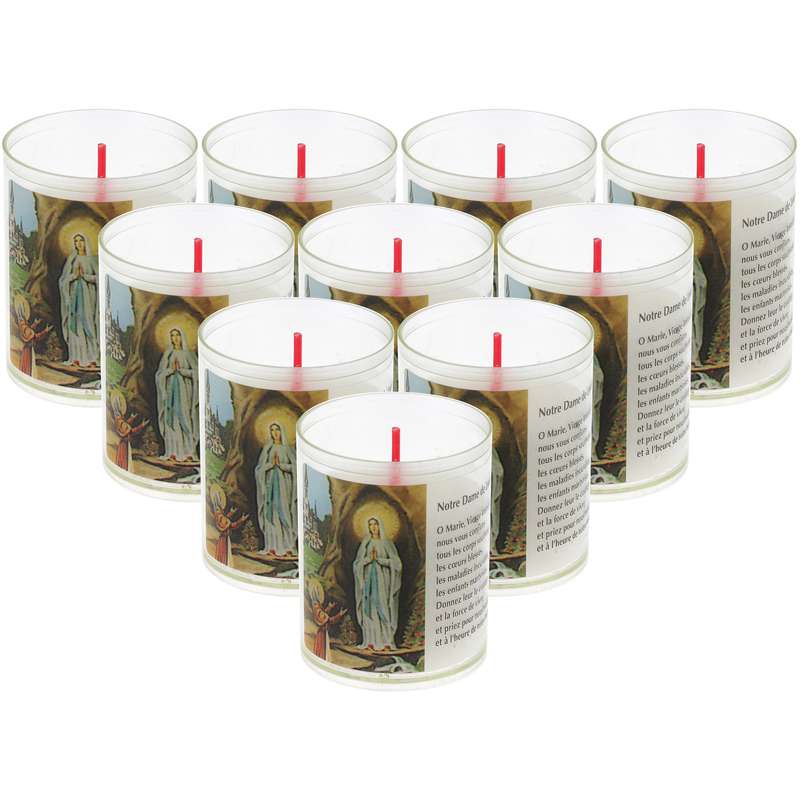 10 bougies veilleuses de Notre-Dame de Lourdes