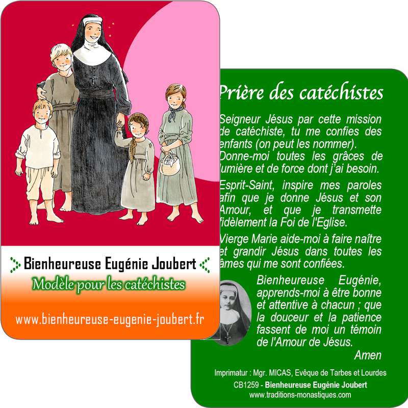 Cartes-prière de Bienheureuse Eugénie Joubert (Recto-Verso)