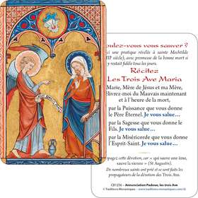 Kaart-verzoek an De Annunciatie uit het Padua Psalter en de drie Weesgegroetjes (Recto-Verso)